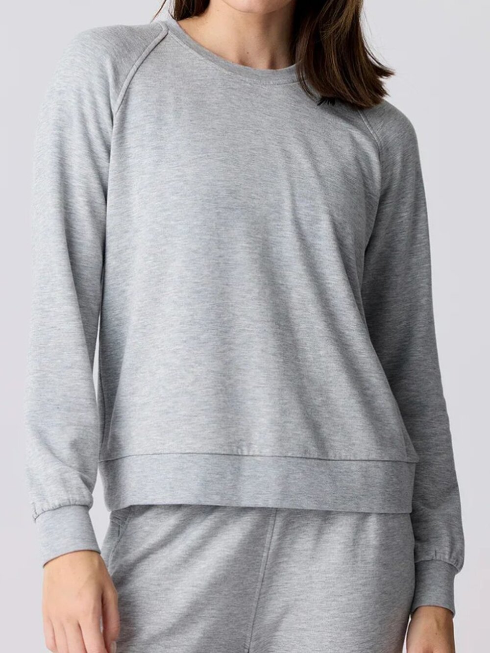 Free Fly Women's Bamboo Lightweight Fleece Crew Heather Gray Size L NWT